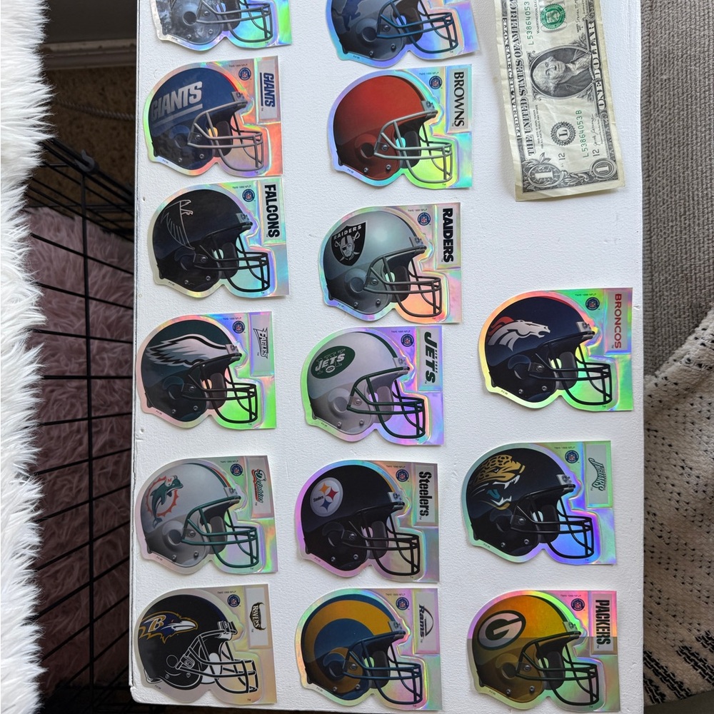 FULL SET (31) NFL Team Helmet Stickers holographic 1999 vintage Collection